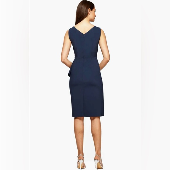 Alex Evenings Side Ruched Cocktail Dress In Navy NWOT Size 18 - Picture 2 of 11
